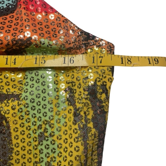 Joseph Ribkoff Colorful Shimmer Dress Size 12 Artsy Abstract Art To Wear Disco - Picture 7 of 8